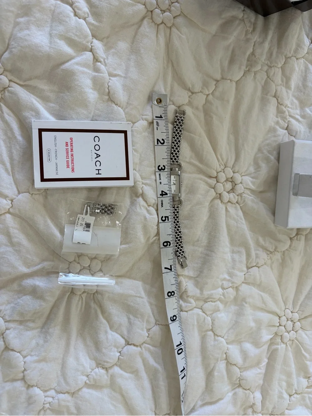 Coach Daphne Stainless Steel Rectangular Tank Watch with Original Box